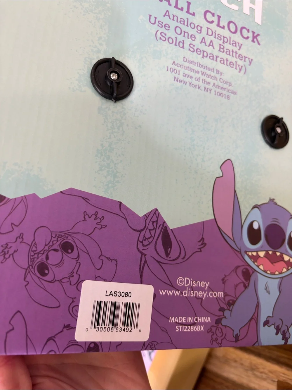 Disney Pink & Mint Stitch and Angel Round Wall Clock